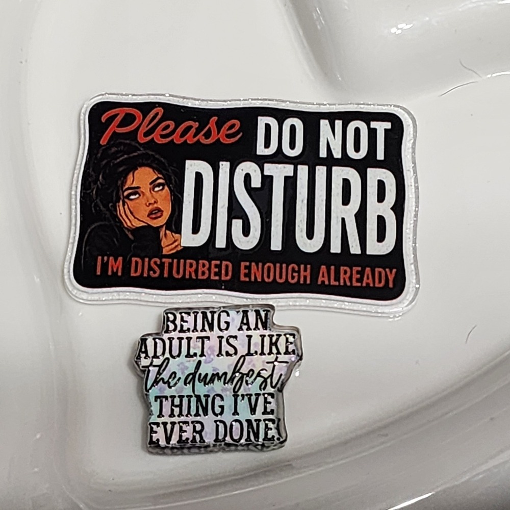 Do Not Disturb Adulting Flatback Focal Bead Badge Beaded Pen Jewelry Funny